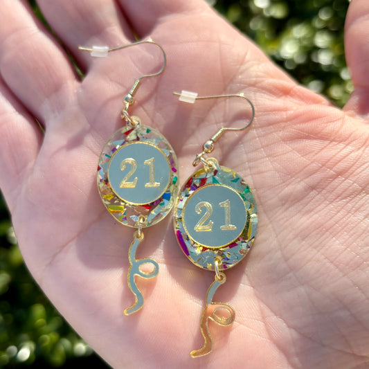 21st Birthday Balloon Earrings