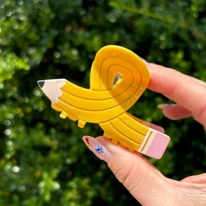 Yellow Pencil Claw Clip