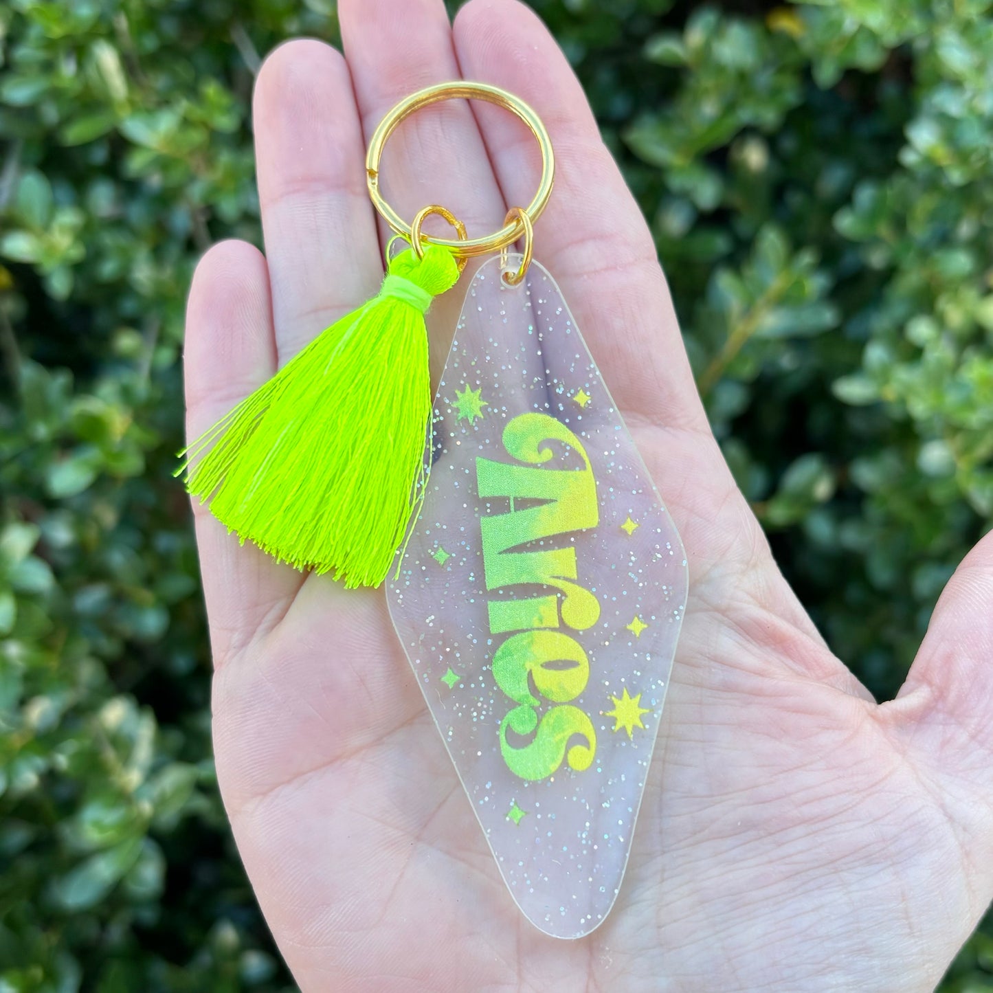 Glitter Zodiac Motel Keychain