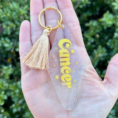 Glitter Zodiac Motel Keychain