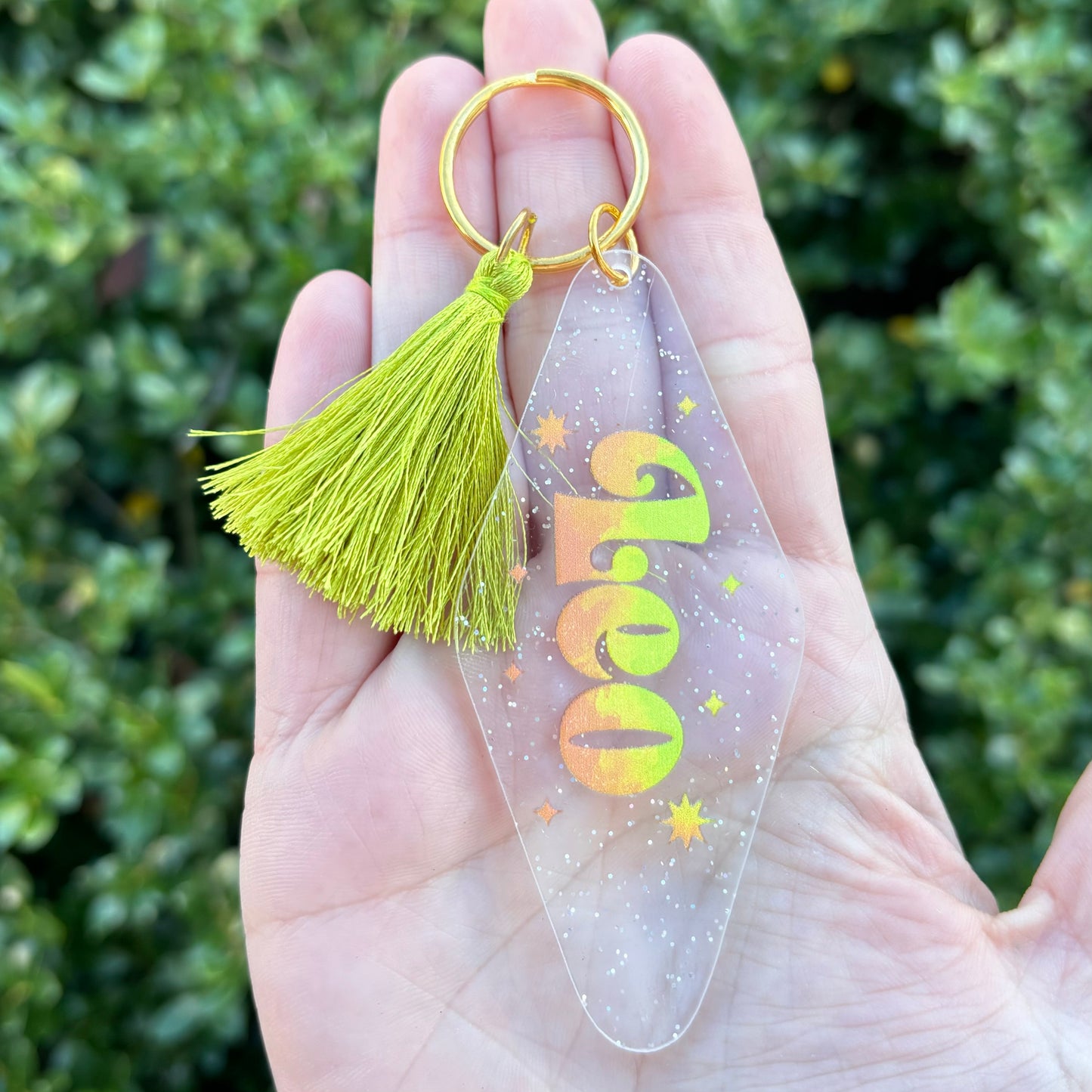 Glitter Zodiac Motel Keychain