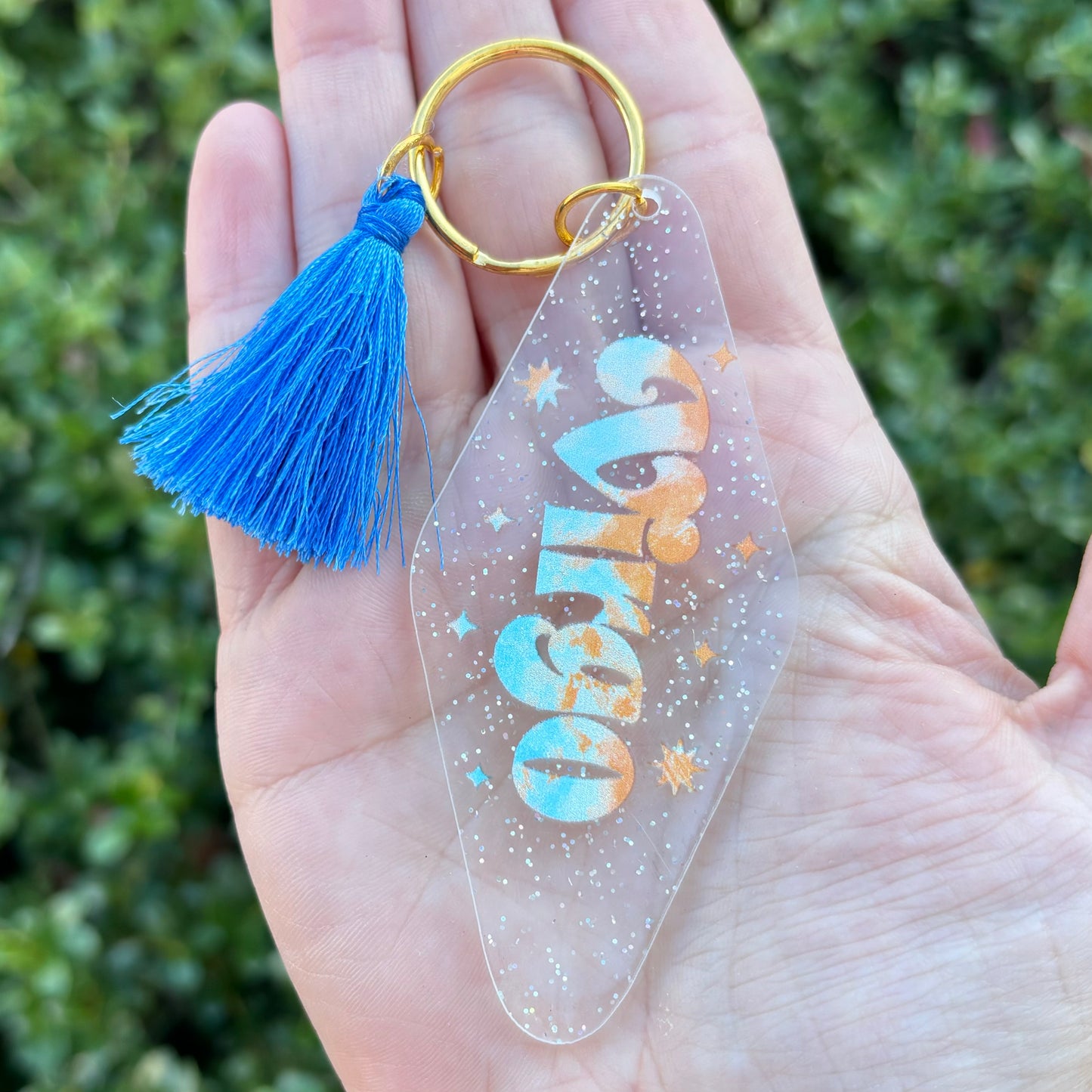 Glitter Zodiac Motel Keychain