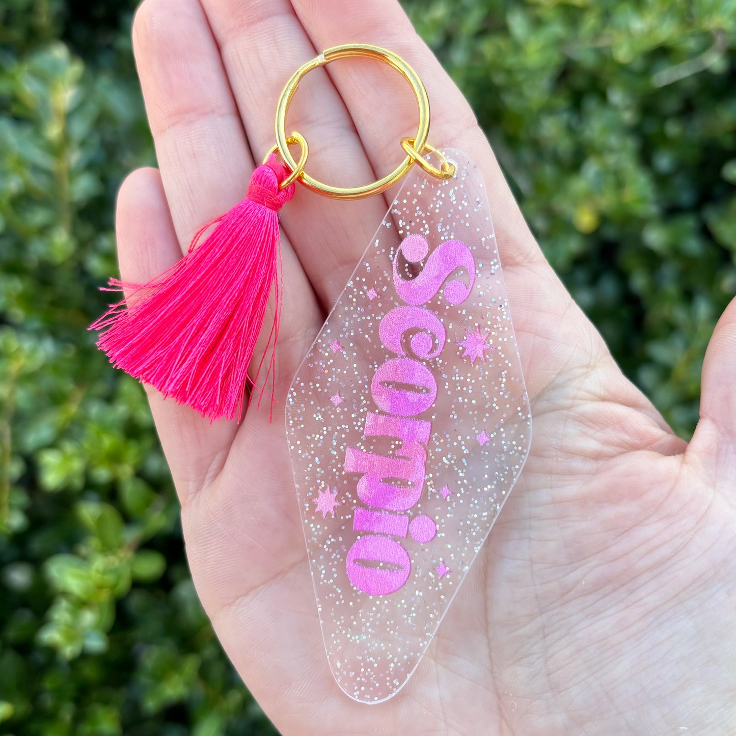 Glitter Zodiac Motel Keychain