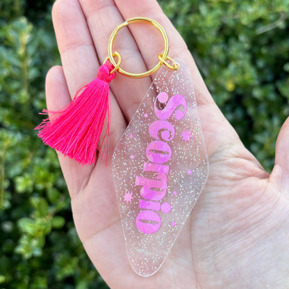 Glitter Zodiac Motel Keychain