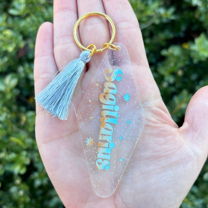 Glitter Zodiac Motel Keychain