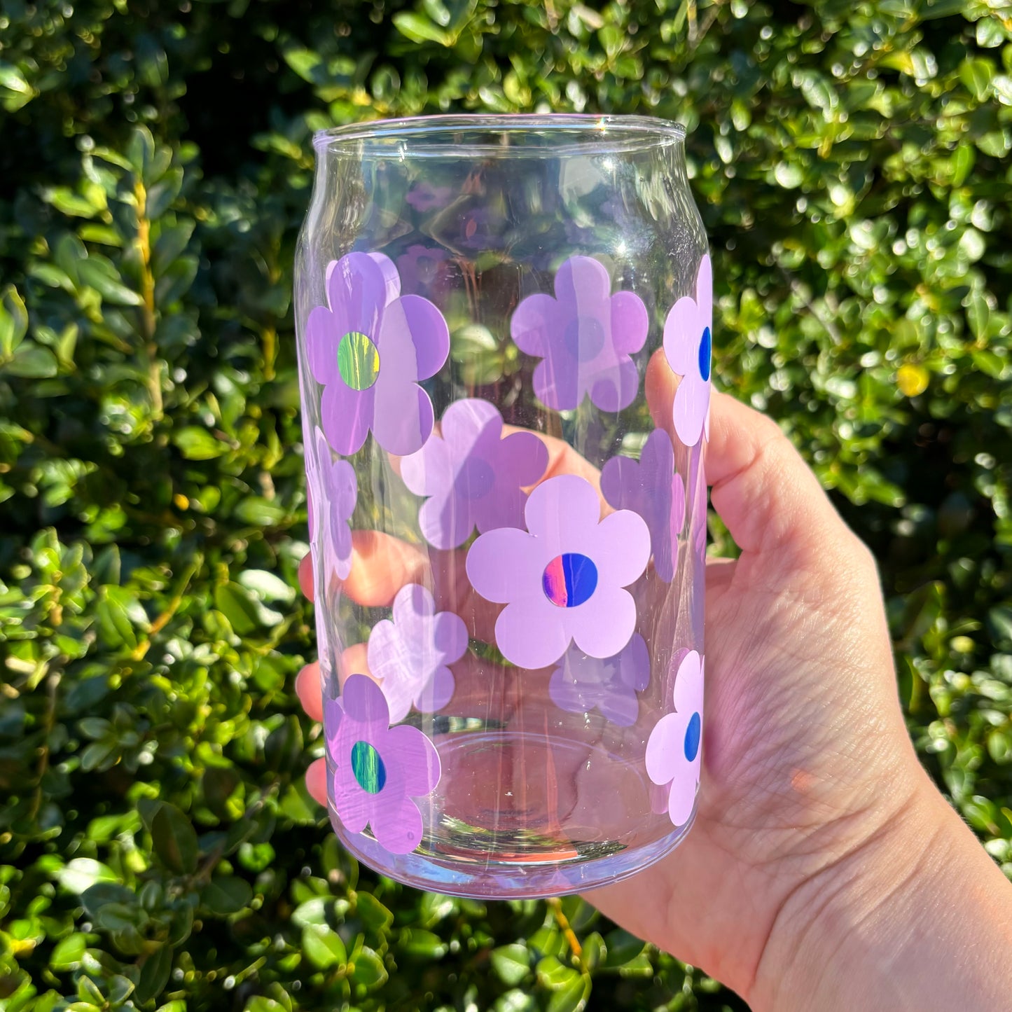 Purple Flower Beer Can Cup