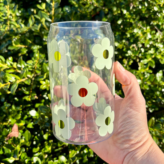 Green Flower Beer Can Cup