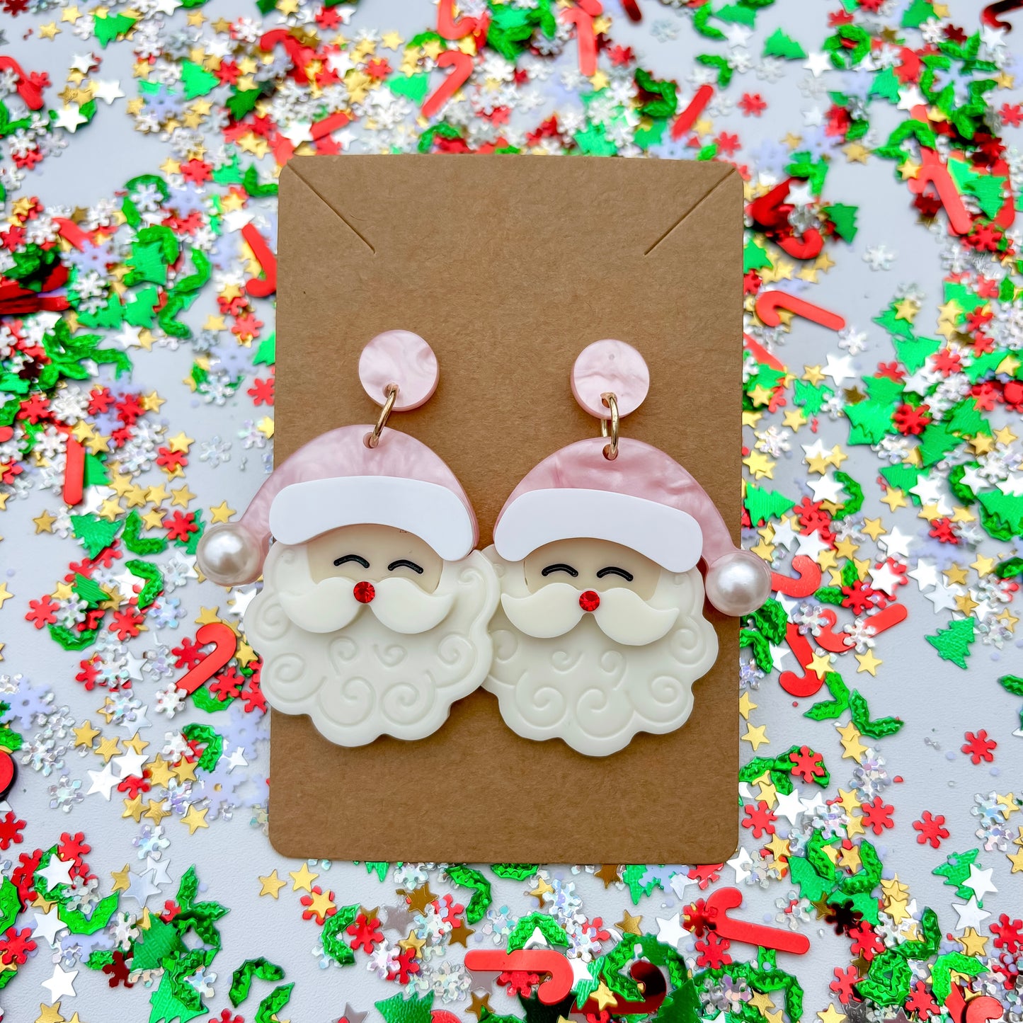 Pink Santa Earrings