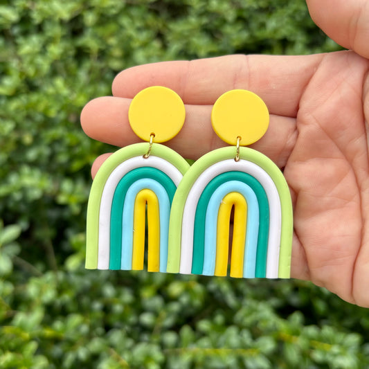 Green & Yellow Rainbow Earrings