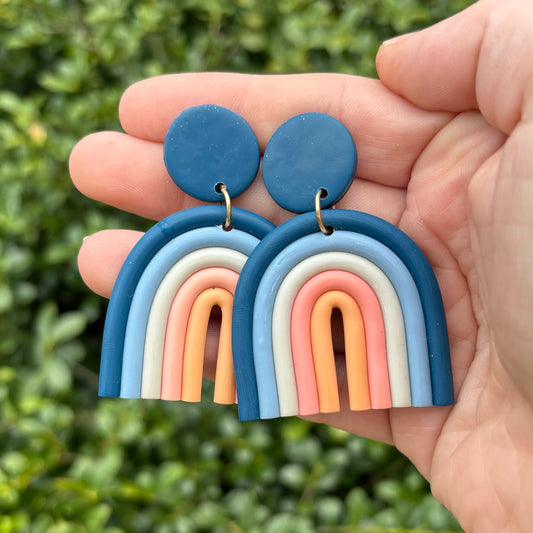 Blue & Peach Rainbow Earrings