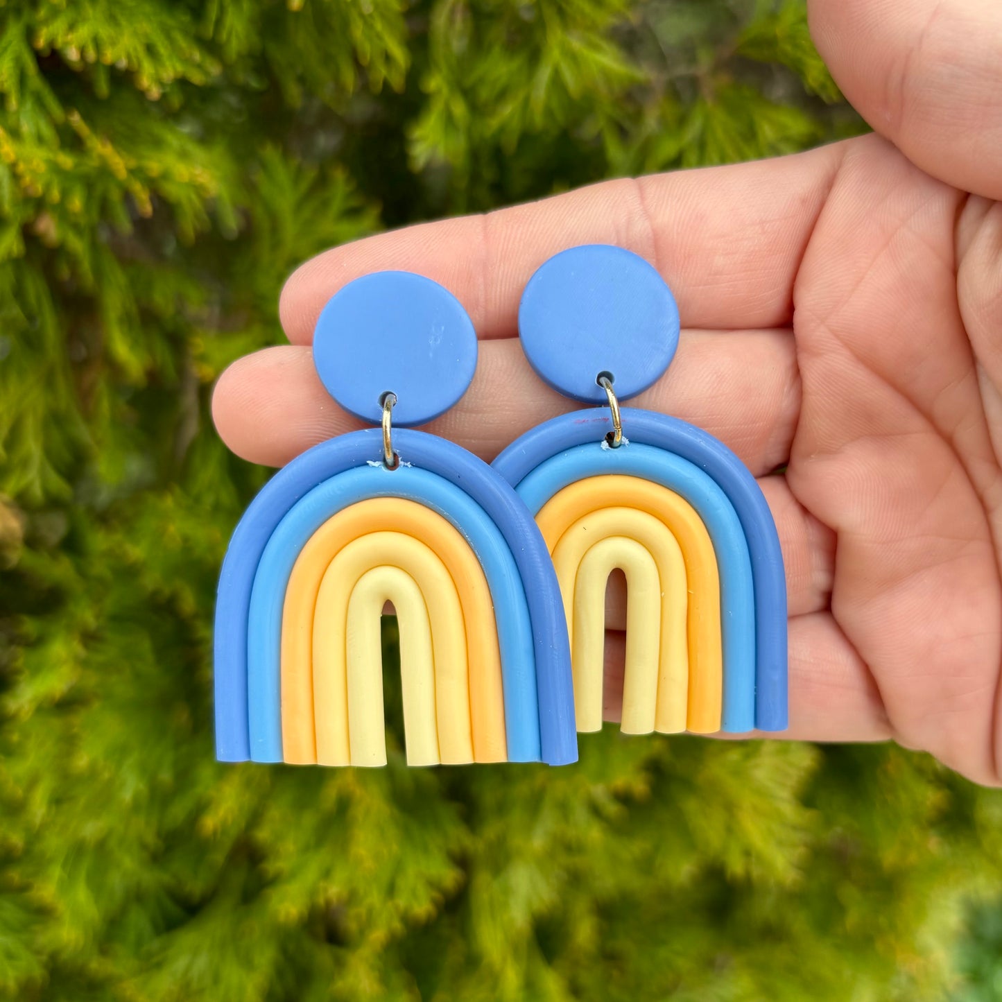 Blue & Yellow Rainbow Earrings