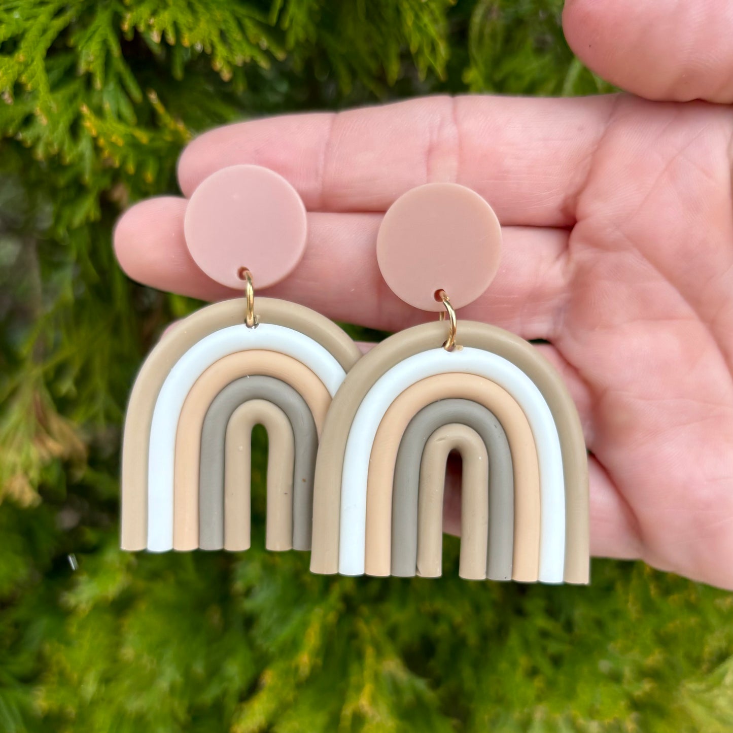 Tan & White Rainbow Earrings