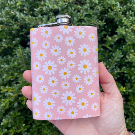 Light Pink Tall Daisy Flask