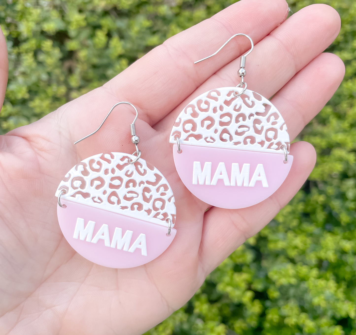 Pink 'MAMA' Round Drop Earrings