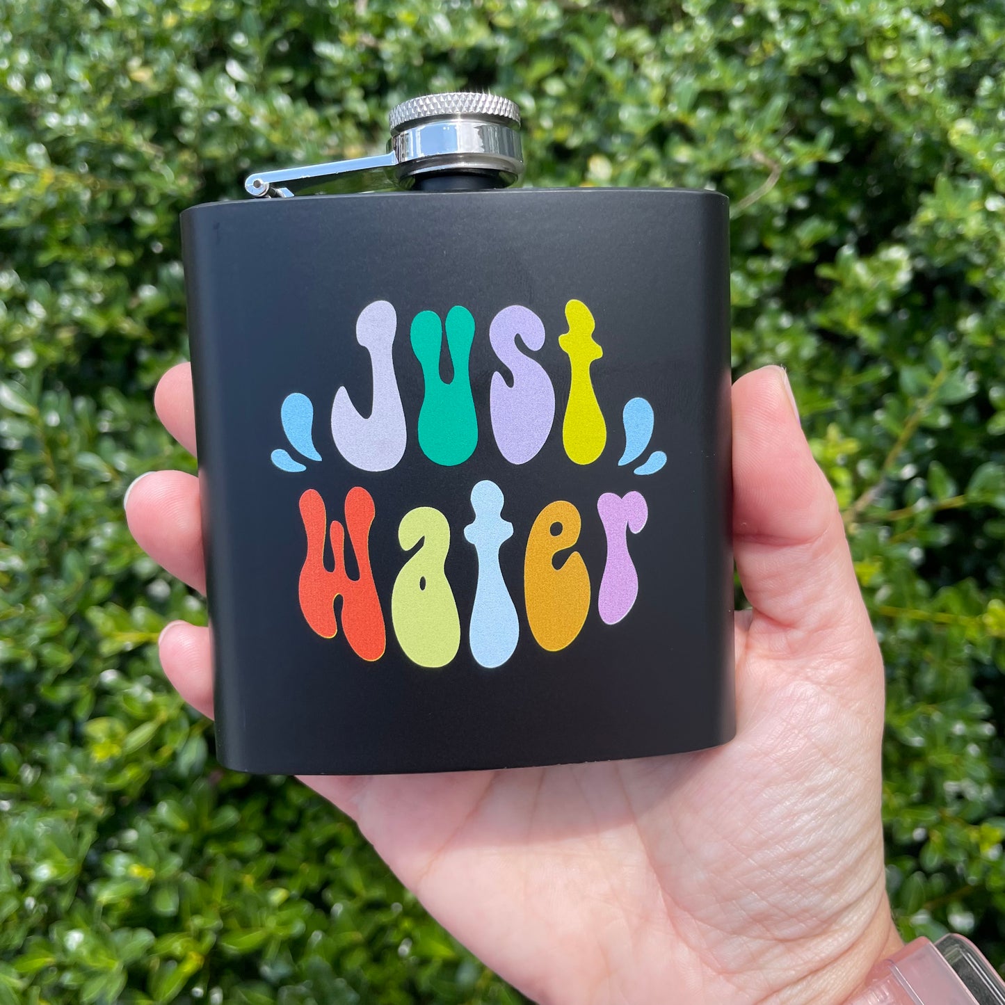 Black 'Just Water' Flask