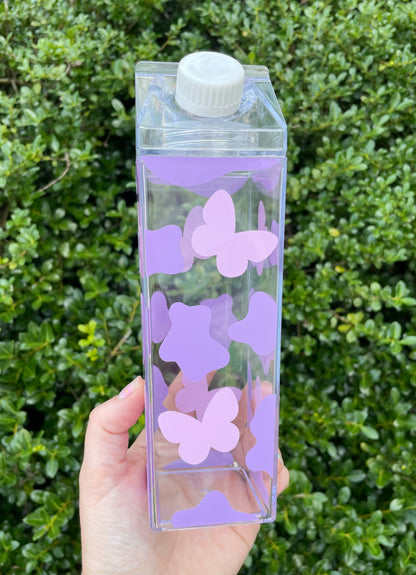 Cow Print Butterfly Milk Carton Water Bottle