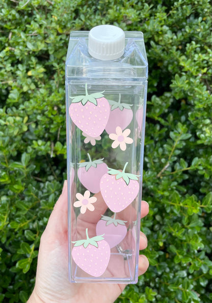 Strawberry Milk Carton Water Bottle