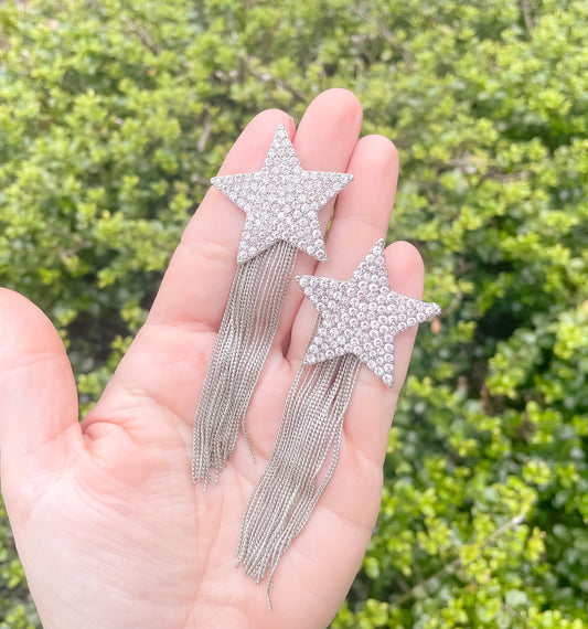 Silver Chain Star Earrings