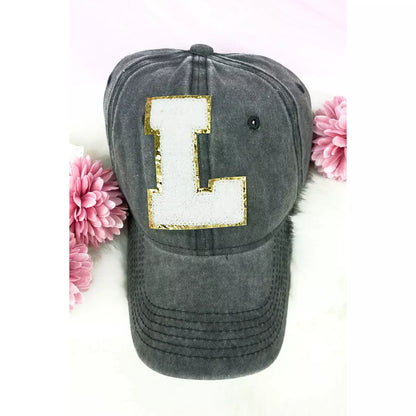 Glitter Initial Patch Black Cap