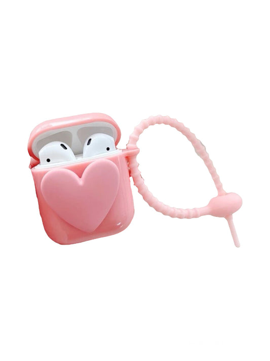 Pink Heart Solid Airpod Case