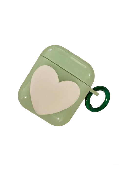 Green Heart Solid Airpod Case