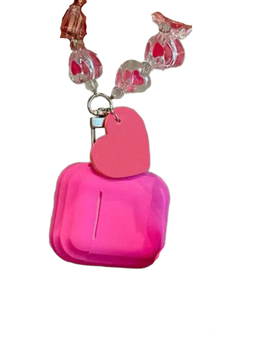 Hot Pink Airpod Case with Heart Charm